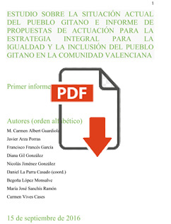 ESTUDIO SOBRE LA SITUACIÓN ACTUAL DEL PUEBLO GITANO E INFORME DE PROPUESTAS DE ACTUACIÓN PARA LA ESTRATEGIA INTEGRAL PARA LA IGUALDAD Y LA INCLUSIÓN DEL PUEBLO GITANO EN LA COMUNIDAD VALENCIANA