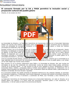 La UA colabora en la proyección cultural del colectivo gitano.El convenio firmado por la UA y FAGA permitirá la inclusión social ... 